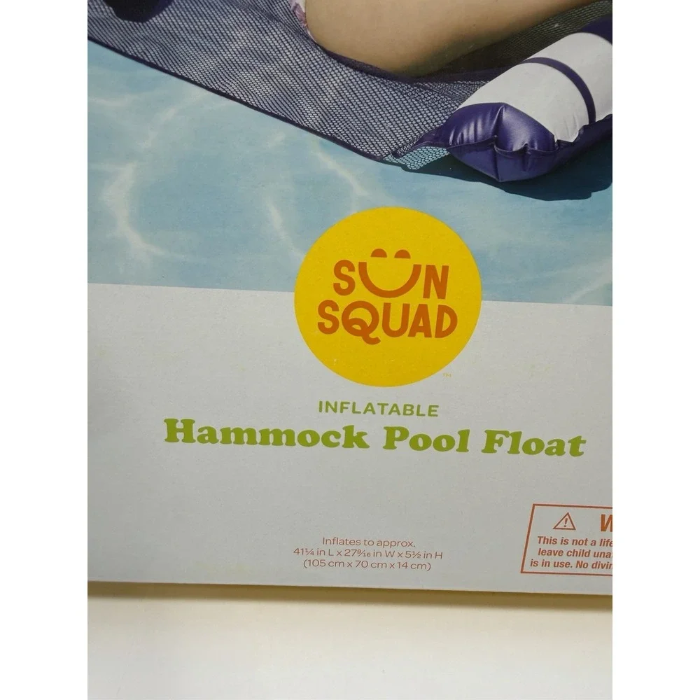 Sun Squad Inflatable Hammock Pool Float - Navy & White Beach Pool Party Lake Fun